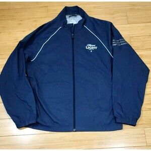 Adidas Jacket Large Mens Climaproof Michelob Light Beer Stripes Pockets